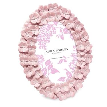 Imagem de Laura Ashley Moldura oval de resina texturizada de flor de hortênsia corada 10 x 15 cm, com cavalete e gancho, expositor de mesa e parede, decoração de casa, arte, galeria de fotos (10 x 15 cm, blush)
