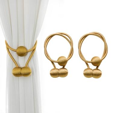 Imagem de Kit com 2 Prendedores de Cortina Magnéticos - Presilhas com Imã para Fixação Rápida - Design Moderno e Resistente - Organizador para Todos os Tipos de Cortina (Dourado)