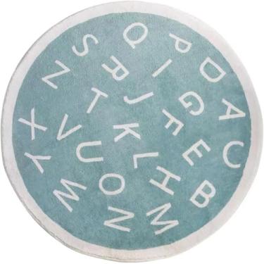Imagem de B Tapete De Área Redondo Abc De Pelúcia Macia, Tapete De Chão Antiderrapante Para Quarto De Crianças Aprendendo Jogo Tapete Para Sala De Aula Lavável, F, Diameter:80cm