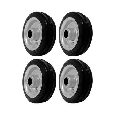 Imagem de Kit 4 un roda 312 maciça borracha 3 pol 40kg p/ rodízio - AJAX