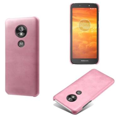 Imagem de Capa para MOTO E5 Play,Proteção contra quedas,Casca de volta de cor sólida simples,Design de couro de imitação de plástico-Pink