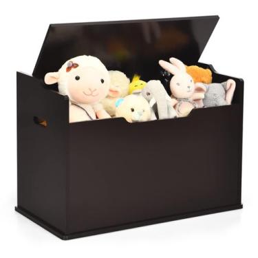 Imagem de Baú de brinquedos Costzon Kids de madeira para armazenamento com assen
