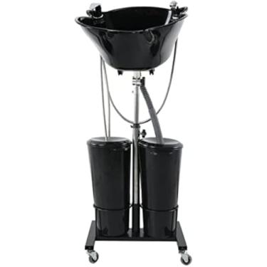 Imagem de Pia De Xampu De Lavatório De Salão Móvel Portátil, Barbearia Doméstica Tigela De Mulher Grávida Idosa Balde Duplo E Tubo De Drenagem, Retrolavagem Ajustável Em Altura