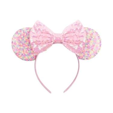 Imagem de Tiara De Orelhas De Rato Com Lantejoulas E Laço Para Meninas Com Pérol