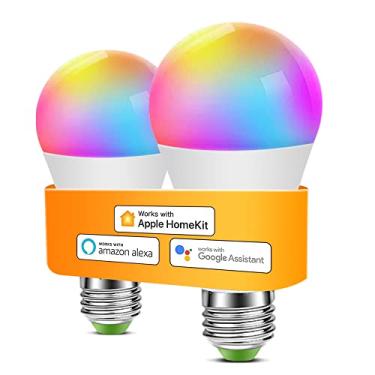 Imagem de Gaoducash Lâmpadas inteligentes: lâmpada LED WiFi, lâmpadas inteligentes WiFi funciona com Apple Homekit, Alexa, Google Home e Siri, lâmpada inteligente LED E26, 2700K-6500K regulável e função de