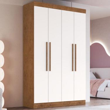 Imagem de Guarda-Roupa Solteiro Marrombourne 4 Portas 2 Gavetas 100% Mdf Off White/Nogueira - Doripel Móveis