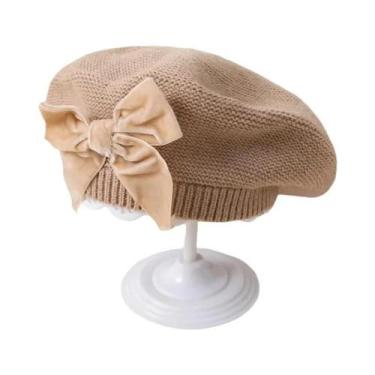 Imagem de Gorro De Malha Quente Com Laço Para Meninas, Confortável E Macio, Boné