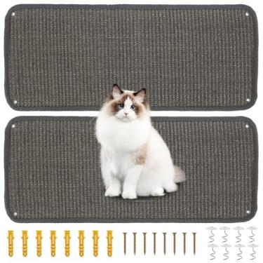Imagem de FALESOUL 2 peças de tapete arranhador para gatos, 50 x 24 cm, tapete arranhador de sisal natural para gatos, tapete autoadesivo para gatos em ambientes internos que moem unhas, protetor de móveis de