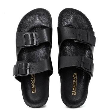 Imagem de Sandália Masculina Democrata Casual Easy Weekend Couro Conforto, Preto