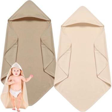 Imagem de Breling 2 peças de toalhas de bebê com capuz de algodão 81 x 81 cm toalha de banho recém-nascido para bebê menina bebê bebê macio absorvente unissex presente de registro (estilo clássico)