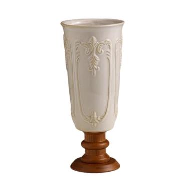 Imagem de Fenteer Vaso de porcelana para flores, vaso de flores com pés altos, coleção de suportes para flores, jarra para cozinha de fazenda, entrada, café, mesa de, Totem