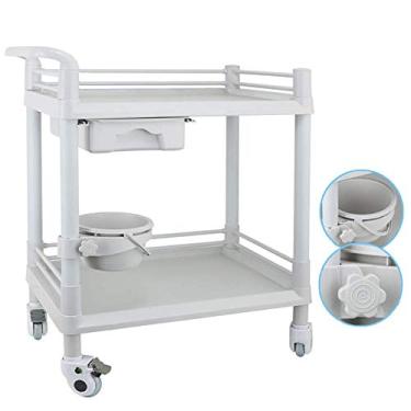 Imagem de Organizador de carrinho de carrinho de carrinho de passeio com balde de sujeira ajustável, ferramenta de rodas universal de 2 níveis com gaveta durável, P-54 × 37 × 90