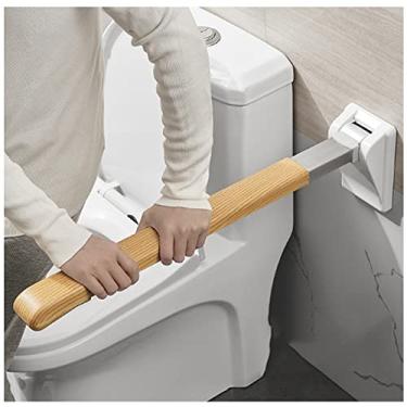 Imagem de Alças de banho para idosos, barra de apoio dobrável para vaso sanitário, corrimão, suporte de segurança suspenso de aço inoxidável, ferramenta de assistência para idosos deficientes (cor: cor madeira)