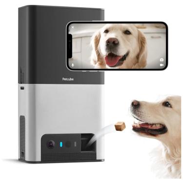 Imagem de Câmera HD 1080p com Dispensador de Petiscos para Cães e Gatos, PETCUBE BB20USMS, Preto