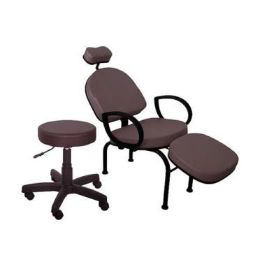 Imagem de Kit Conforty Maquiagem Cadeira e Mocho - For-ty, CAFÉ
