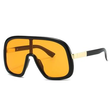 Imagem de Óculos de Sol Feminino Oversized com Lentes Gradientes UV400, Estilo Punk, para Esportes ao Ar Livre, Corrida e Ciclismo, Preto e Laranja