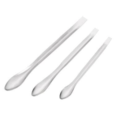 Imagem de Espátulas de colher de laboratório de amostragem de reagente de aço inoxidável micro Scoop para laboratório, 3 em 1, 6 peças