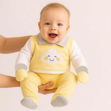 Imagem de Conjunto Pagão 100% Algodão Roupa Saída Maternidade Bebê Menino Ou Men