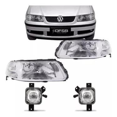 Imagem de Kit Farol Duplo Cromado e Milhas Gol Saveiro Parati G3 1999 a 2005 Foc