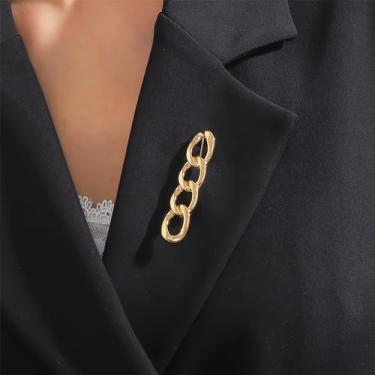 Imagem de Broches de corrente alfinete de lapela alfinetes minimalistas terno de corrente cubana alfinetes de lapela cachecol suéter cintura calça clipe extensor de colarinho alfinetes de segurança acessórios