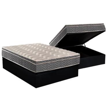 Imagem de Cama Box Baú Casal: Colchão Espuma Paropas D45 / Ep Confort Mega Firme + Base Black(138X188)