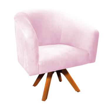 Imagem de Poltrona Decorativa Giratória MM30 Stella Suede Rosa Bebê D03 - D'Rossi