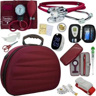 Imagem de Kit Enfermagem Maleta Super Luxo Aparelho Pressao Estetoscopio Aneroid