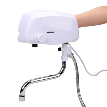 Imagem de Asixxsix Aquecedor de água instantâneo, Aquecedor de água elétrico sem tanque 6000W com controle táctil, 3 segundos de aquecimento rápido para cozinha banheiro chuveiro sob pia (plugue da ue)