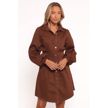 Imagem de Petal & Pup Mini vestido feminino Phoenix manga longa - jeans marrom, Jeans marrom, G