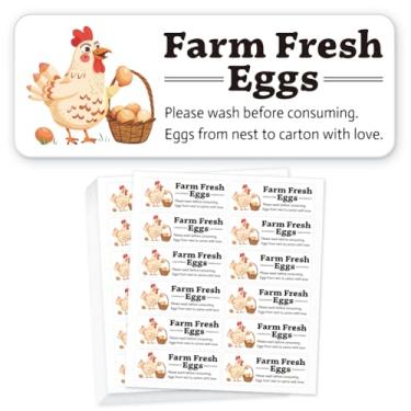 Imagem de GOMAKERER 180 peças de adesivos de ovos frescos de fazenda de frango, 1 x 2,6 polegadas (2,5 x 6,7 cm) etiquetas de caixa de ovos não lavados, adesivos de embalagem de ovos para caixa de recipiente de