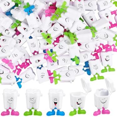 Imagem de Haomian Colares protetores de dentes com 100 peças, caixa pequena para dentes perdidos, estojos de armazenamento de dentes de leite para saco de fada de dente para escola sala de aula e festa