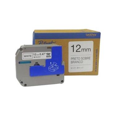 Imagem de Fita Rotuladora Brother M231M5 Original 12 mm 8 Metros Preto no Branco - Kit C/5 Fitas