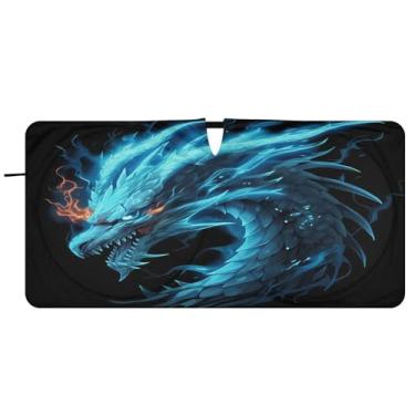 Imagem de ATTX Para-brisa Dragon Car - 157.5 cmx81.3 cm Universal Sun Shield Visor| Acessórios automáticos refletores de calor para proteção do para-brisa dianteiro #855