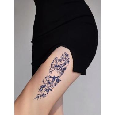 Imagem de Suco de ervas semipermanente criativo feminino rosto rosa padrão 7-14 dias sem sombreamento ombro pescoço braço perna corpo tatuagem semipermanente adesivo à prova d'água 1 pacote