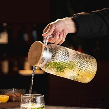 Imagem de Jarra de 1,2 litro de 1,2 l com tampa, grande jarra de chá gelado de plástico transparente para café, suco e bebidas caseiras, sem BPA