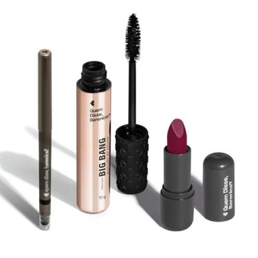 Imagem de Combo Make Básica: Máscara Big Bang 10g + Lápis Esfumador Pretô 200mg + Batom Rosa 223 Cremoso 3,8g