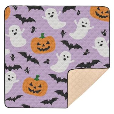 Imagem de Qilmy Tapete para brincar de bebê Halloween Element 127 x 127 cm, macio à prova d'água, tapete para bebês e crianças, antiderrapante, lavável, cercadinho