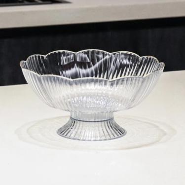 Imagem de FENNYYAR Prato de frutas com base drenável estilo chinês transparente, 25 cm, 25 cm, bandeja de lanche para sala de estar, prato de oferta doméstica