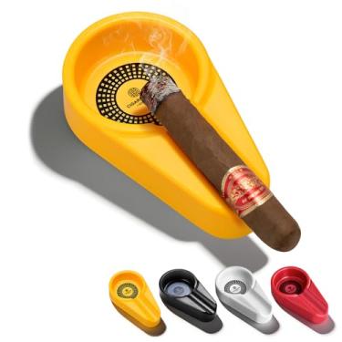 Imagem de Demcigar Cinzeiro de charuto, cinzeiro ao ar livre, cinzeiro para cigarros, charutos, suporte de cinzeiro portátil para ambientes internos e externos, acessórios para charutos, presentes para homens