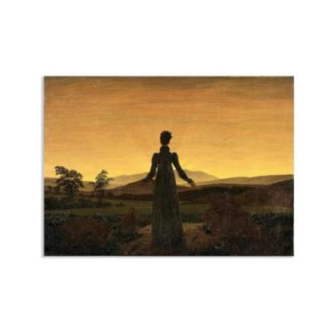 Imagem de Woman Before the Rising Sun por Caspar David Friedrich Impressões em tela Well Decor The World Classic Art Reproduções de arte grande giclee arte de parede para sala de estar decoração de casa 42 x 30