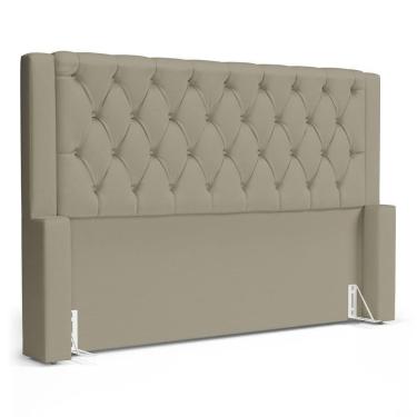 Imagem de Cabeceira Atena Para Cama Box King Size 195cm Capitonê Com Frame Veludo Bege - Desk Design