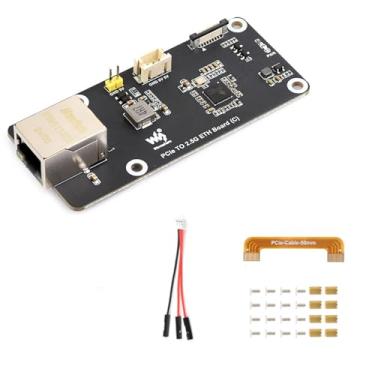 Imagem de Placa adaptadora PCIe para Ethernet de 2,5 G (C) para Raspberry Pi 5, RTL8125 2,5 GbE RJ45 LAN, PCIe x1 Gen2 de 16 pinos, Plug and Play sem driver, suporte de acrílico de montagem lateral