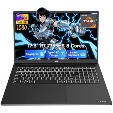 Imagem de NIMO 17.3" Gaming-Laptop, Ryzen 7 7735HS (8C/16T, Beats i7-12650H) 16GB DDR5 RAM 1TB SSD Computer with Radeon 680M, 100W Type-C Charger, Wi-Fi 6E, 58Wh Battery, Fingerprint, Backlit Keyboard