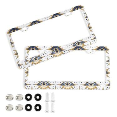 Imagem de SEHANY Molduras para placa de carro que tudo vêem, moldura de placa de carro de alumínio à prova de ferrugem com furos e parafusos elípticos serve para acessórios de carro de tamanho padrão de