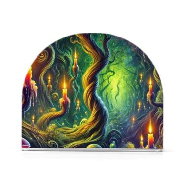Imagem de Porta-guardanapos de mesa escuros da Mystic Forest, porta-guardanapos para restaurante, pacote com 2, suporte de acrílico antiderrapante