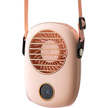 Imagem de AEWFRRV Ventilador recarregável USB Mini ventilador portátil 3 em 1 ventilador de cordão Ventilador de mão Ventilador de cintura com display LED Operação silenciosa para escritório em casa ao ar livre yubin1993 (cor: rosa)