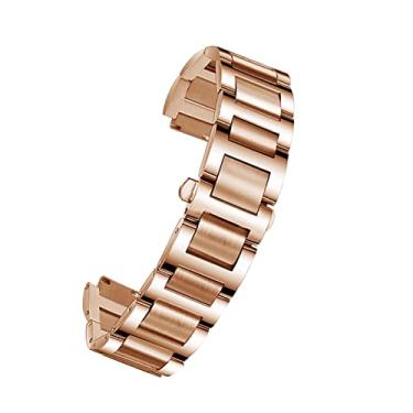 Imagem de FULNES Pulseira de relógio de aço inoxidável para Cartier Ballon Bleu Série 20 * 12 mm 18 x 11 mm 14 x 8 mm W6920046 Pulseira feminina e masculina (ouro rosa, 20-12 mm)