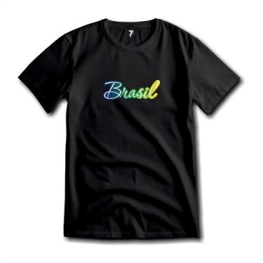 Imagem de Camiseta Brasil Escrita Degradê Malha Fria Antipilling - Sete Sete Esp