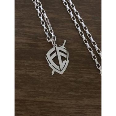 Imagem de Promoção Corrente Prata Maciça 925 Bloco 70 Cm Escudo Fé - Lojas La&Ny