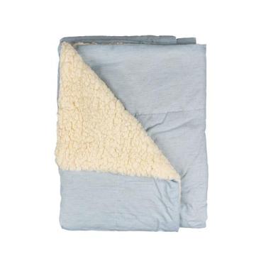Imagem de Manta Carneirinho Dupla Face Lisa para Bebê 70cm x 90cm - BABY JOY, Az